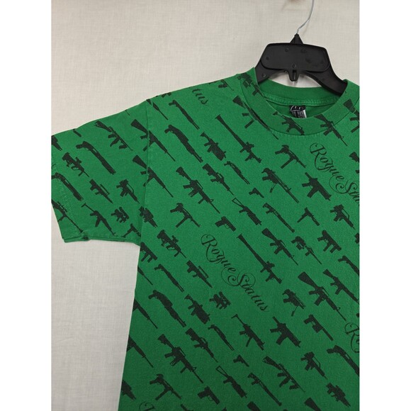 Vintage Y2K ROGUE STATUS Gun Show Shirt Mens Medium Green Skateboard Rob Dyrdek - Picture 2 of 6